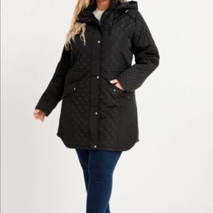 Black hooded quilted jacket